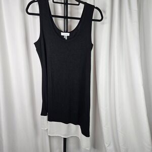 Calvin Klein Asymmetrical Dress L/XL Black White Hem Summer Event Cocktail Party